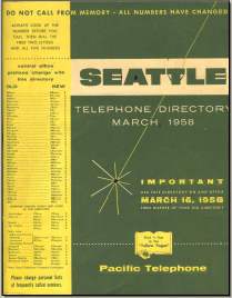 Scan of 1958 Seattle Telephone Directory when 7-digit dialing was implemented.