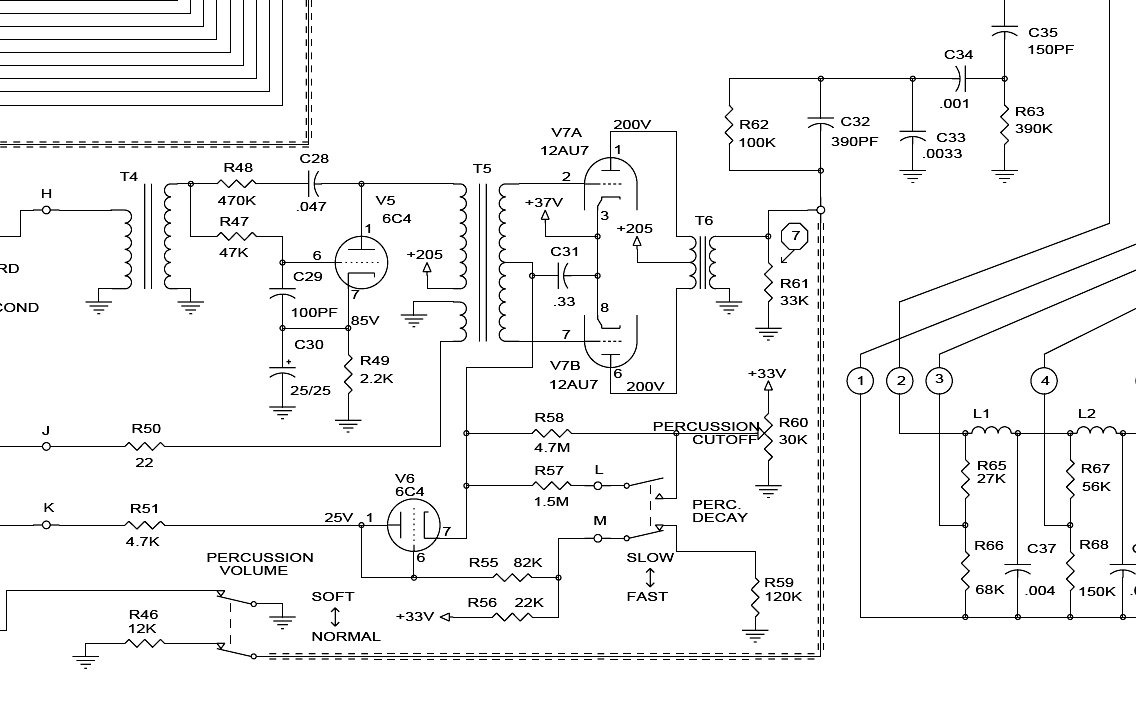 B3/C3 Percussion circuit fragment